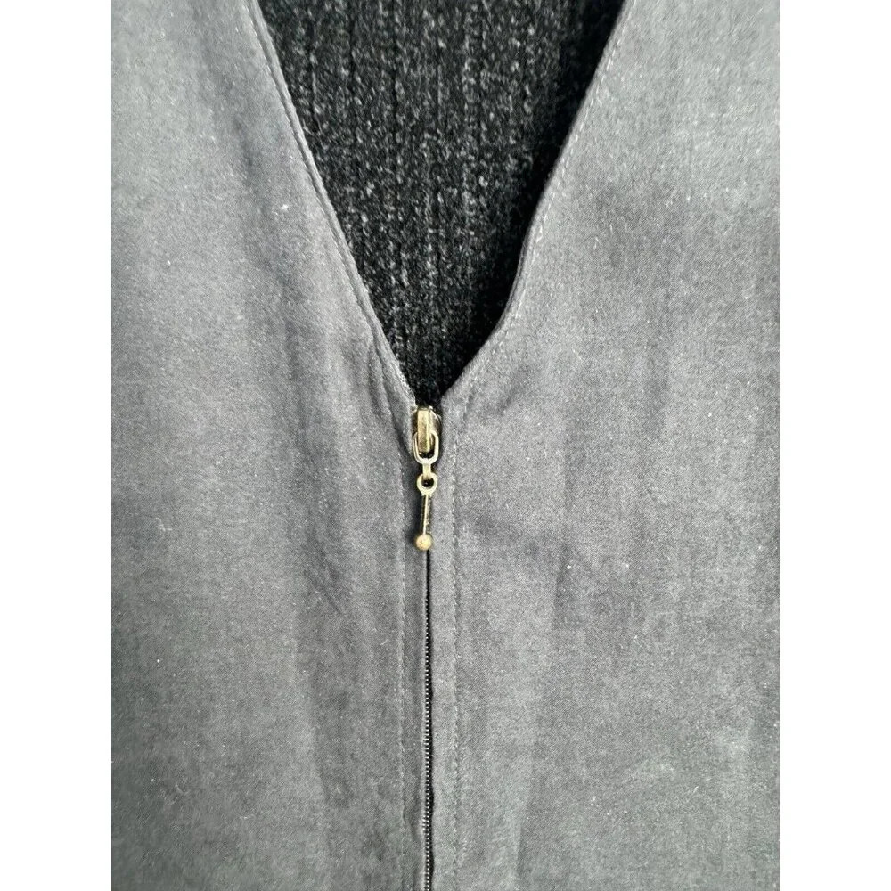 Women's M Sportfolio Black Suede/Knit Long Sleeve Jacket by‎ Marcia Sz L VTG 90s - Picture 2 of 8